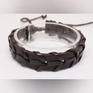 Men's bracelet leather braided‎ brown new e27